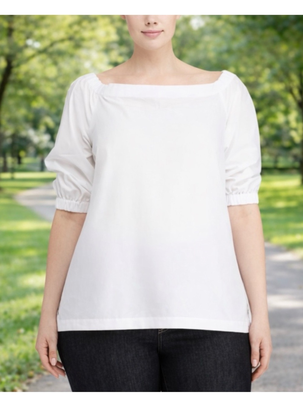 Ralph Lauren Classic White Off the Shoulder Tunic Top